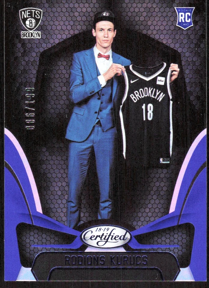 2018-19 9042B Panini Certified Blue Rodions Kurucs Rookie 086/199 Brooklyn Nets - Image 1 of 2