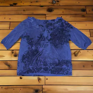 Judith Womens Grey Floral Print Ruffle Collar 3/4 Sleeve Blouse Top Plus Size 3x - Picture 1 of 11