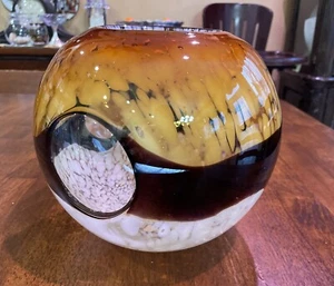 HQT Homemade blown Glass Decorative Bowl decor piece Fish Eye Cheetah - Picture 1 of 10