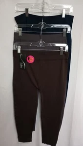 3 NEW Pr One Size Fits Most PLUS sz SOFRA Capri Leggings Navy Gray Brown - Picture 1 of 2