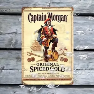 INSEGNA LATTA CAPITAN MORGAN VINTAGE 8'X12' CARAIBI SPEZIATO ORO RUM PIRATA BAR TIKI - Foto 1 di 6