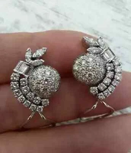 2.00Ct Round Cut Lab Created Diamond Cluster Stud Earrings 14K White Gold Plated - Picture 1 of 5