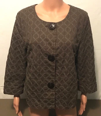 J.Jill Blazer Куртка Пальто женщин коричневый кнопка спереди геометрический карьера бизнес Топ - Изображение 1 из 4