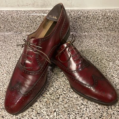 Salvatore Ferragamo Brown Burgundy Leather Wingtip Oxford Dress Shoes Sz 11D GUC - Image 1 of 4