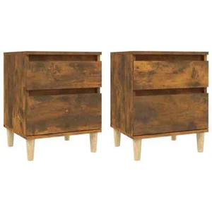 2x Wooden Bedside Tables Drawers Storage Side Cabinets Nightstand Smoked Oak - Picture 1 of 11