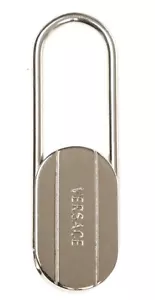 VINTAGE GIANNI VERSACE LETTERING LOGO OVAL KEYCHAIN KEY RING CHARM - Picture 1 of 2
