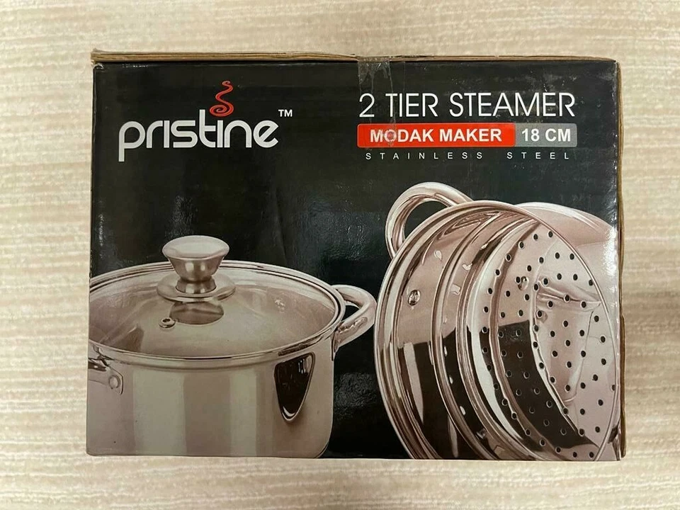 Pristine Stainless Steel 2-Tier Induction Base Steamer Pot 2.5 Lit (2.64 QT)