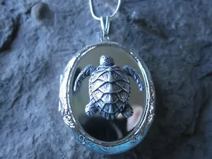 SEA TURTLE SILVER PLATED LOCKET - QUALITY -VACATION, CRUISE, DESTINATION WEDDING - Picture 1 of 5