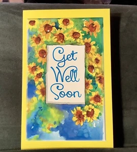 Get Well Soon Greeting Card Beautiful Sunflowers Healing Thoughts - Picture 1 of 3