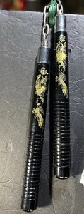 Vintage Black Nunchucks With Heavy Chain . #A122 - Picture 1 of 1