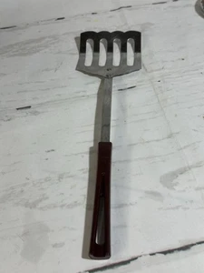 Vintage STANHOME 13" Brown Handle Slotted Cooking Spatula Flipper w/Fluted Edge - Picture 1 of 7