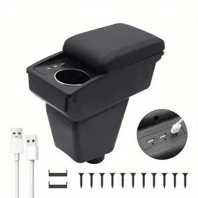 Caixa de apoio de braço camada dupla para Renault Clio caixa de armazenamento central com 6 portas USB - Imagem 1 de 4