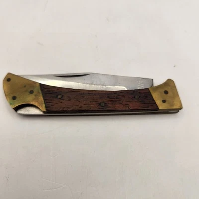 Navaja de bolsillo vintage con mango de madera de acero inoxidable de hoja de 4" con bloqueo hecha en Pakistán Foto 1 de 4