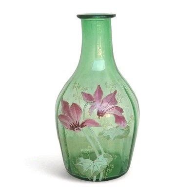 ANCIEN CARAFE EN VERRE ÉMAILLÉ ART NOUVEAU LEGRAS - Photo 1/4