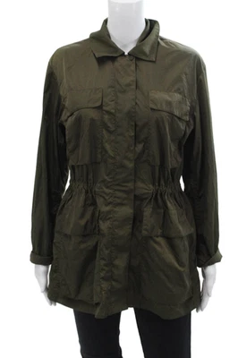 Theory Womens Long Sleeves Full Zip Cinch Waist Patch Pocket Jacket Green Size P - Image 1 of 4