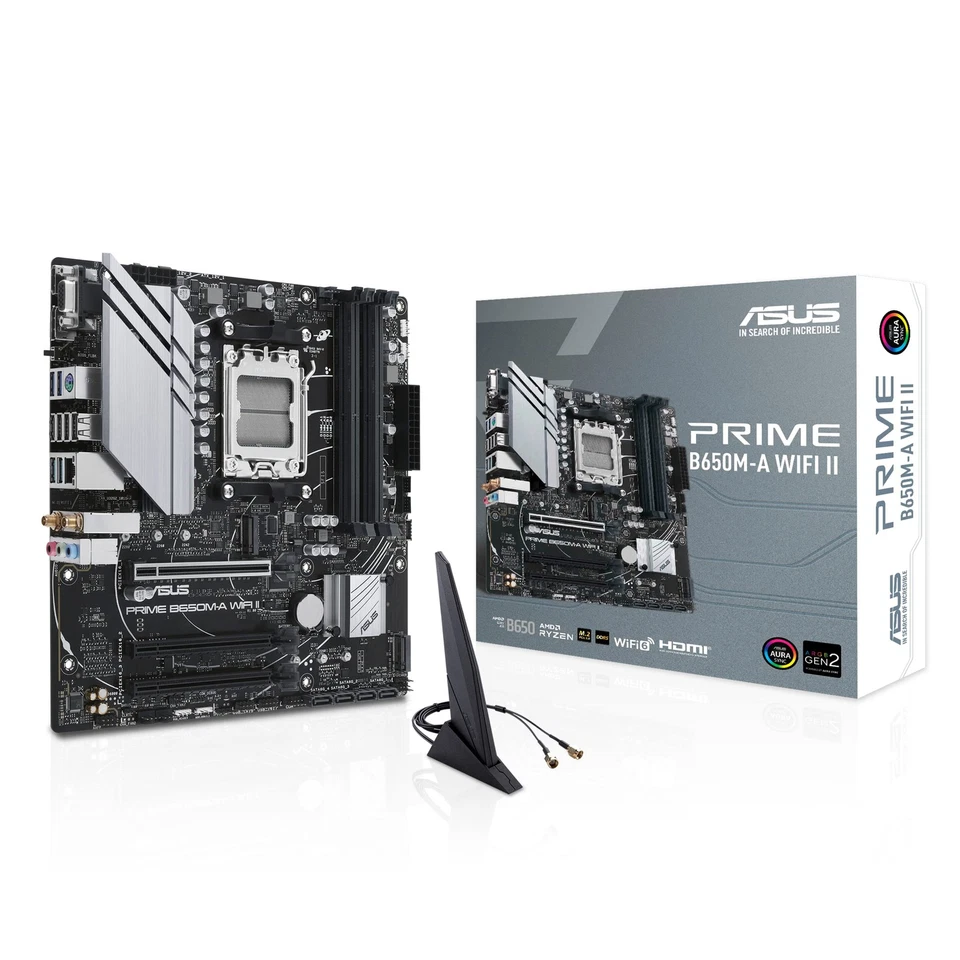 ASUS Prime B650M-A WiFi II AMD AM5 Micro-ATX Motherboard (DDR5, PCIe 5.0 M.2 sup - Imagen 1 de 4
