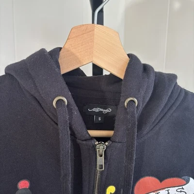 Chaqueta con Capucha Recortada Y2K Ed Hardy Love Kills Slowly Skull para Mujer Pequeña Nueva con Etiquetas Foto 1 de 4