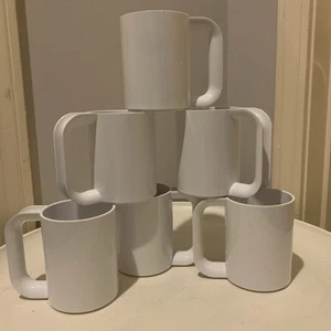 Vtg Heller White Melamine Mug by Massimo Vignelli Stackable USA Lot Of 6 - Picture 1 of 12