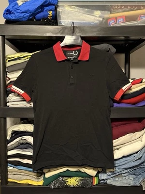 Рубашка поло мужская Fred Perry x Raf Simons 38 черная красная с коротким рукавом - Изображение 1 из 4