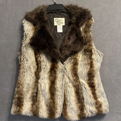 Cripple Creek Faux Fur Vest Womens Size M Brown Western Cowgirl Rodeo Ranch - Image 1 of 4