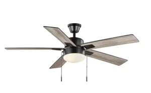 Hampton Bay 52in Corwin Indoor/Outdoor Matte Black LED Ceiling Fan w/ Light Kit - Picture 1 of 6