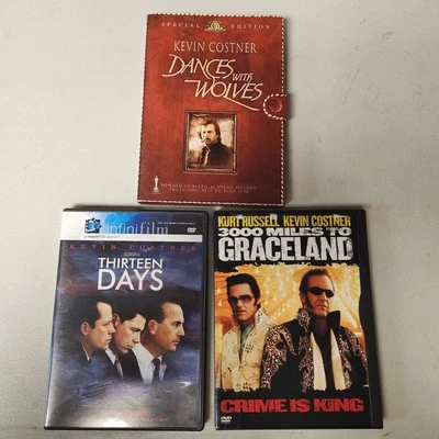 Dances With Wolves -Thirteen Days -3000 Miles To Graceland -Kevin Costner DVD Lt - Image 1 of 4