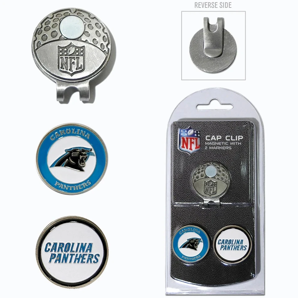 Clip de gorra de golf del equipo Carolina Panthers NFL con 2 marcadores de pelota esmaltados magnéticos Foto 1 de 1