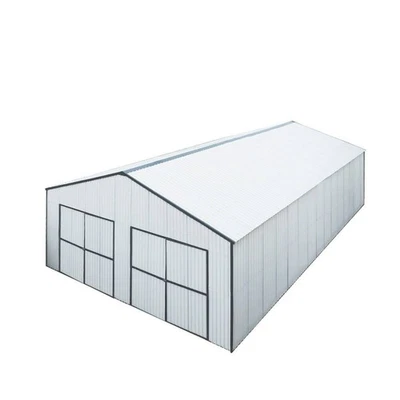 30x40 Outdoor Metal Garage Shed 1260 SqFt 17' Peak Cream Color - Image 1 of 4