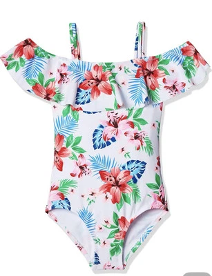 Traje de baño de una pieza Kanu Surf Peggy UPF 50+ deporte de playa fuera del hombro para niñas Foto 1 de 4