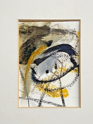 ACEO #240 painting black white pop of color face Contemporary Abstract Art ByKat - Image 1 of 2