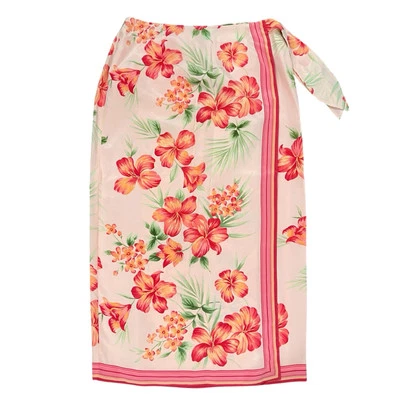 Falda envolvente floral de seda pura Talbots 13 hadas tropicales hawaianas playa botánica Foto 1 de 4