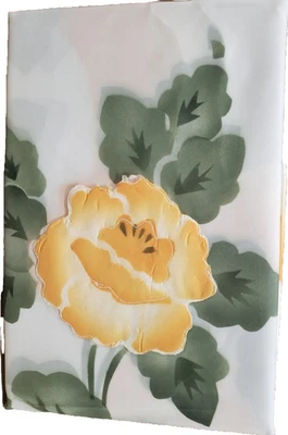 3pc Applique Curtains Set: 2 Tiers (29"x36") & Swag (58"x36") YELLOW FLOWERS,CWG - Image 1 of 4