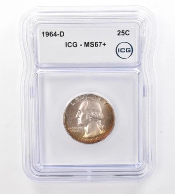 1964-D Washington Quarter MS67+ ICG Beautiful Tone *7612 - Image 1 of 3