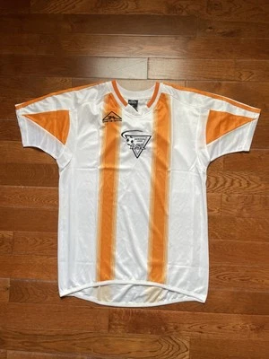 Camiseta de futebol Akron Gear Up Sports feminina tamanho grande laranja listras brancas - Imagem 1 de 4
