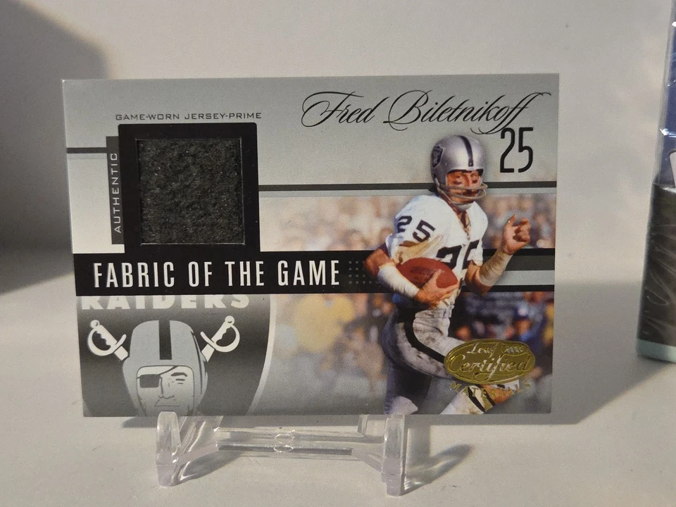 Fred Biletnikoff 2006 Leaf Certified Materials Game Used Prime Jersey 6/25 - Image 1 of 4