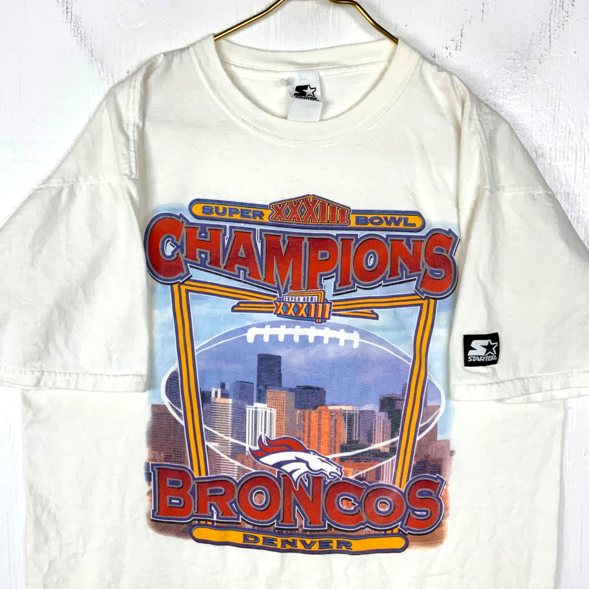 レア/新品/90's/USA製/NFL/スーパーボウル33/半袖Tシャツ白【L】 レア/新品/90's/USA製/NFL/スーパーボウル33/半袖Tシャツ/白【L