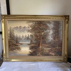 Gilt Framed Oil On Canvas Autumnal River Landscape By Simon Parkin - Picture 1 of 9