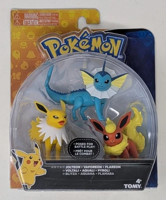 Pokemon Jolteon Vaporeon Flareon Posado Para Figuras de Batalla Tomy 2017 - Nuevo Foto 1 de 3