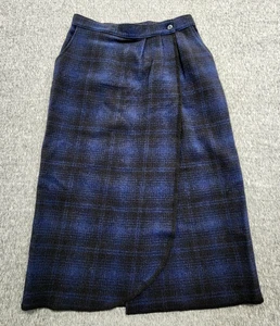 Vintage Woolrich Wickelrock Damen 10 Schottenkaro blau schwarz Wollmischung Tasche - Bild 1 von 17
