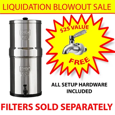 Travel Berkey Water Filter Stainless Steel Replacement Housing with Metal Spigot - Image 1 of 3