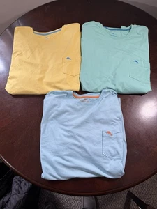 Paket 3 Tommy Bahama Herren T-Shirt 3XL blau grün gelb Pima Pocket T-Shirt lesen! - Bild 1 von 13