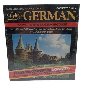 Vintage 1985 Living German. The Complete Living Language Course Cassette Edition - Imagen 1 de 2