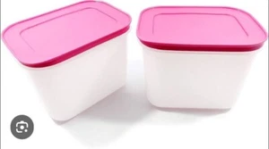 New Tupperware Freezer Keeper High 1.1L Pink Lid. Set Of 2 - Picture 1 of 3