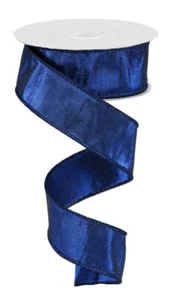 Metallic Dupioni Seidenband, blau metallic, Drahtkante, 1,5" Breite x 10 Yard Rolle - Bild 1 von 1