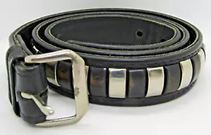 Cinturón Hombre Dos Tonos Metal y Cuero Negro Talla 32 - Imagen 1 de 5