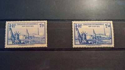 France stamps 1939, Statue of Liberty NYC Exhibition Set of 2, MNH Nice Offer - Image 1 of 2