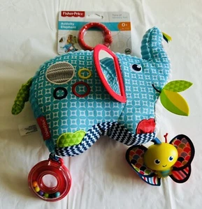 Fisher-Price Activity Elephant Baby Sensory Crinkle Rattle Crib Stroller Toy - Picture 1 of 7