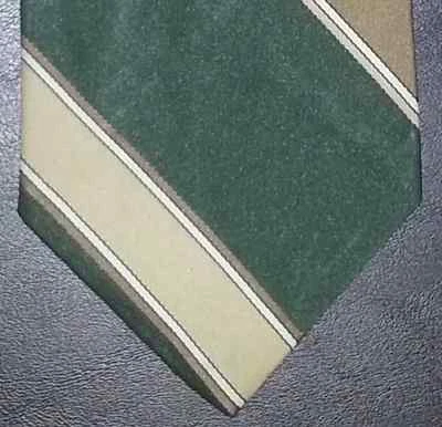 Don Loper Beverly Hills Tie Green Tan Diagonal Stripe NIB t1933  - Image 1 of 3