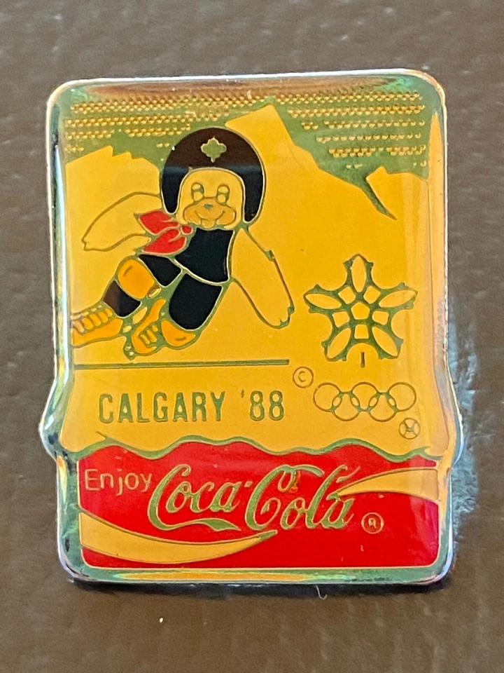 CALGARY 1988  - COCA COLA MASCOT  SPEED SKATING SPONSOR PIN - Image 1 of 1
