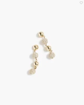 New J Crew Factory Gold Tone Drop Bauble Earrings Crystal Dangle 2" - Image 1 of 2